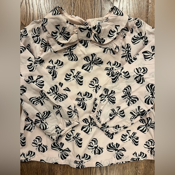 Janie and Jack Bow Print Top Size 3 NWOT Pink Black - Picture 1 of 5
